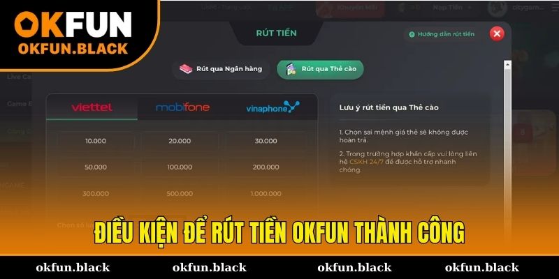 Tổng hợp loạt điều kiện giúp rút tiền OKFUN thành công
